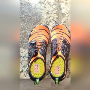 Vibrant Orange and Black Athletic Shoes